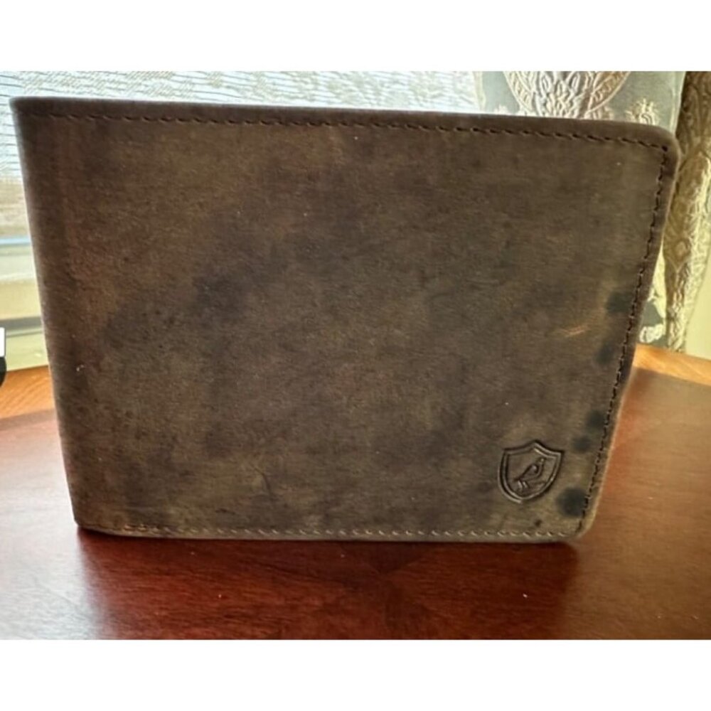 Mens Wallet Real Leather Bifold RFID Blocking High Capacity Card Case
